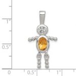 Sterling Silver Rhodium-plated CZ & November Glass Boy Pendant - Image 3