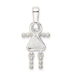 Sterling Silver Rhodium-plated CZ & April Glass Girl Pendant - Image 4