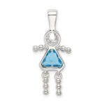 Sterling Silver Rhodium-plated CZ & December Glass Girl Pendant - Image 4