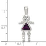 Sterling Silver Rhodium-plated CZ & February Glass Girl Pendant - Image 3