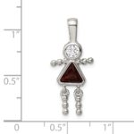 Sterling Silver Rhodium-plated CZ & January Glass Girl Pendant - Image 3