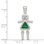 Sterling Silver Rhodium-plated CZ & May Glass Girl Pendant - Image 3