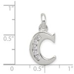 Sterling Silver White CZ Letter C Initial Pendant - Image 3