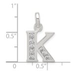 Sterling Silver White CZ Letter K Initial Pendant - Image 4