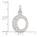 Sterling Silver White CZ Letter O Initial Pendant - Image 4