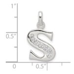 Sterling Silver White CZ Letter S Initial Pendant - Image 4