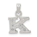 Sterling Silver CZ Letter K Initial Pendant
