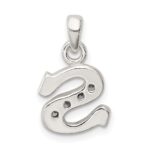 Sterling Silver CZ Letter S Initial Pendant - Image 3