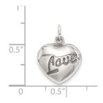 Sterling Silver Love Puffed Heart Charm - Image 4