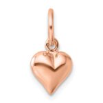 Sterling Silver Rose-tone Polished Puffed Heart Pendant - Image 3