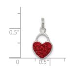 Sterling Silver Red Stellux Crystal Polished Heart Pendant - Image 3