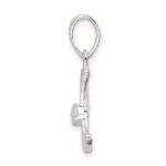 Sterling Silver & CZ Polished Moon Pendant - Image 2