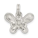 Sterling Silver Rhodium-plated Purple Enamel Polished Butterfly Charm - Image 4