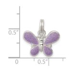 Sterling Silver Rhodium-plated Purple Enamel Polished Butterfly Charm - Image 3