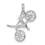Sterling Silver Rhodium-platedPolished Bicycle Charm - Image 3