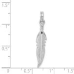 Sterling Silver Rhodium-platedPolished Feather Charm - Image 4