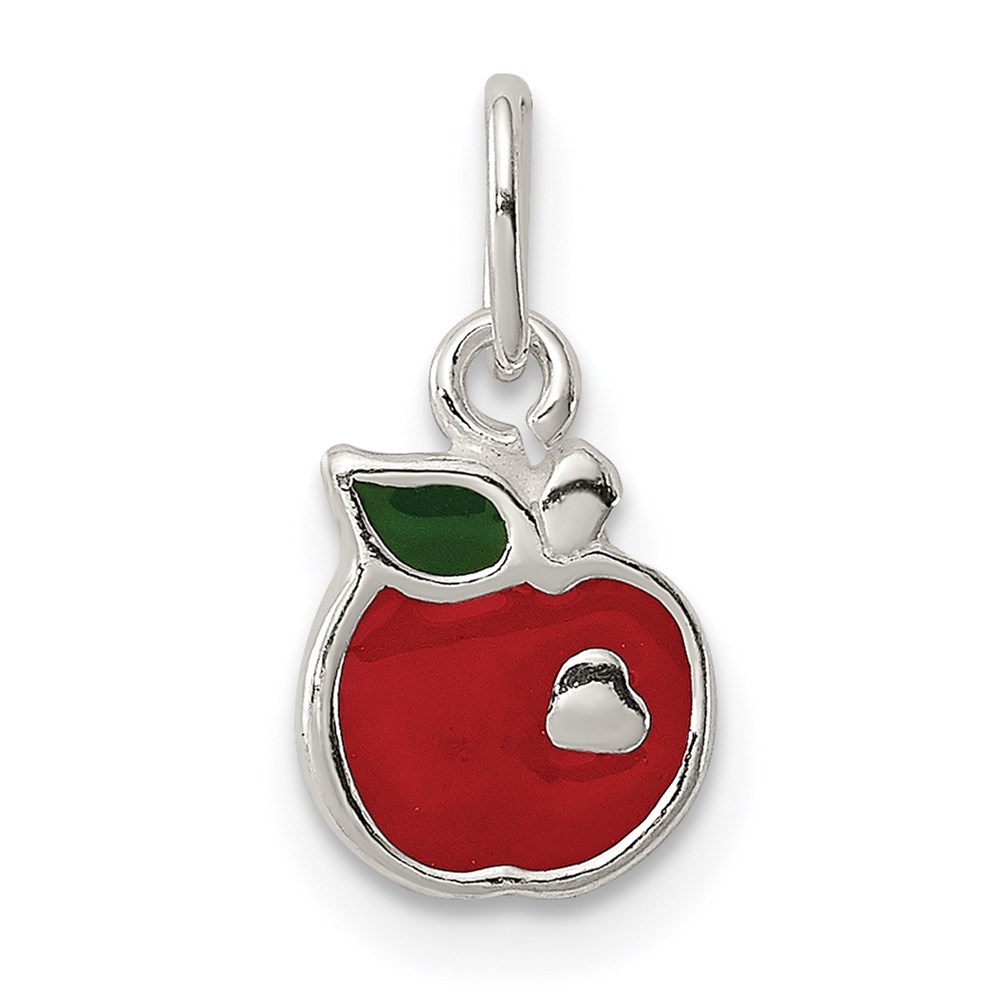 QC7038.jpg Sterling Silver Enameled Apple Charm - Image 1