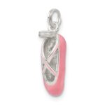 Sterling Silver Polished Enamel Ballet Slipper Pendant - Image 5