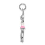 Sterling Silver Rhodium-platedEnamel Ballerina Charm - Image 2