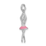 Sterling Silver Rhodium-platedEnamel Ballerina Charm - Image 5