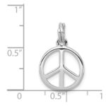 Sterling Silver Rhodium-platedPolished Peace Sign Charm - Image 3