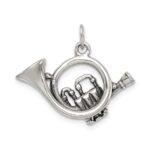 Sterling Silver Antiqued French Horn Charm - Image 4