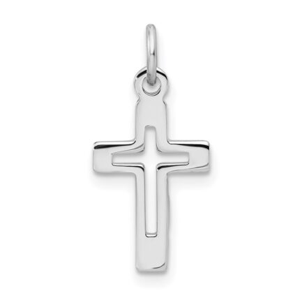 Sterling Silver Platinum-plated Cross Pendant
