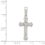 Sterling Silver Polished and Texture Center Finish Cross Pendant - Image 3