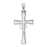 Sterling Silver Platinum-plated Cross with Epoxy Rose Center Pendant - Image 3