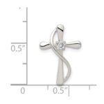 Sterling Silver Polished CZ Cross Pendant - Image 3