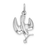 Sterling Silver Platinum-plated Polished Dove with CZ Pendant - Image 3