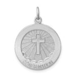 Sterling Silver Platinum-plated Brushed Confirmation Medal Pendant