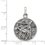 Sterling Silver Polished Antique Finish Sagittarius Horoscope Zodiac Pendan - Image 3