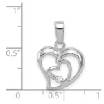 Sterling Silver Rhodium-plated CZ Open Double Heart Pendant - Image 4