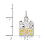 Sterling Silver Yellow Enameled Owl Charm - Image 3