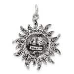 Sterling Silver Antiqued Sun Charm - Image 4