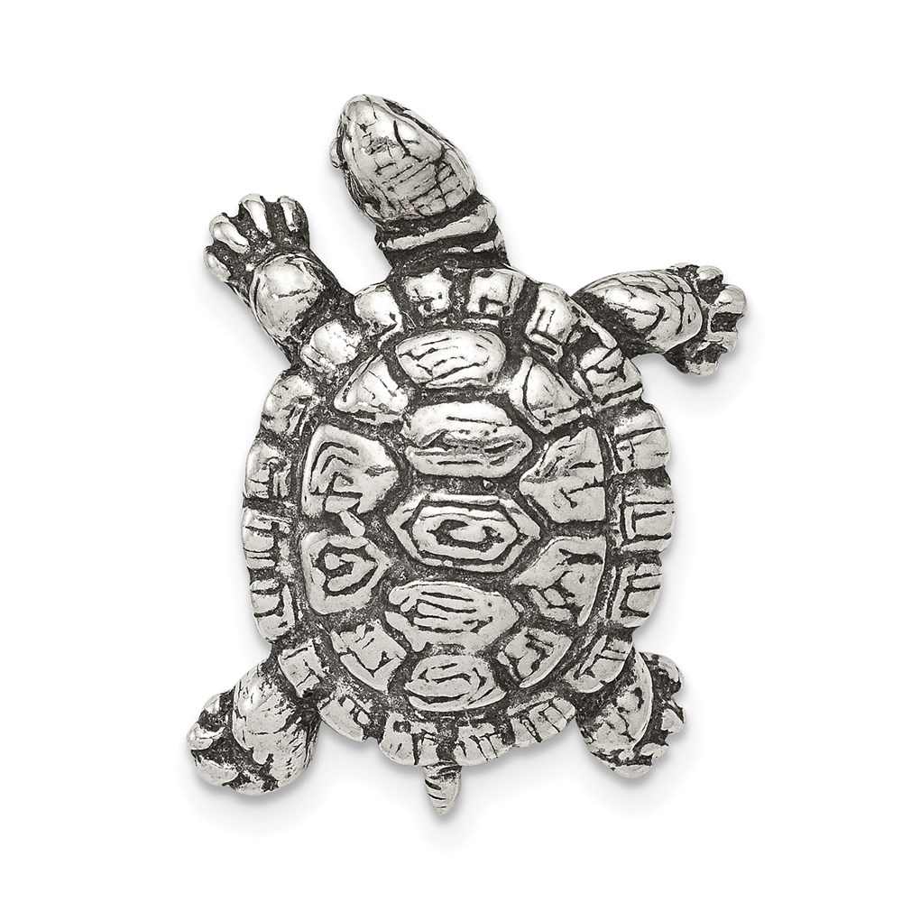 QC7672.jpg Sterling Silver Antiqued Turtle Charm - Image 1
