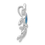 Sterling Silver Rhodium-plated Polished Blue Inlay Created Opal Turtle Slide - Image 2