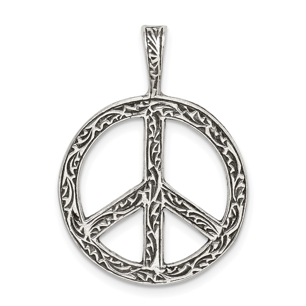 QC7727.jpg Sterling Silver Antiqued Peace Sign Charm - Image 1