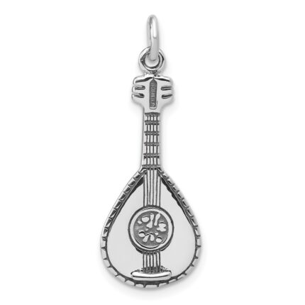 Sterling Silver Antiqued 3D Mandolin Charm