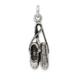 Sterling Silver Antiqued Ballet Shoes Charm - Image 3
