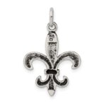 Sterling Silver Antiqued Fleur De Lis Charm - Image 3