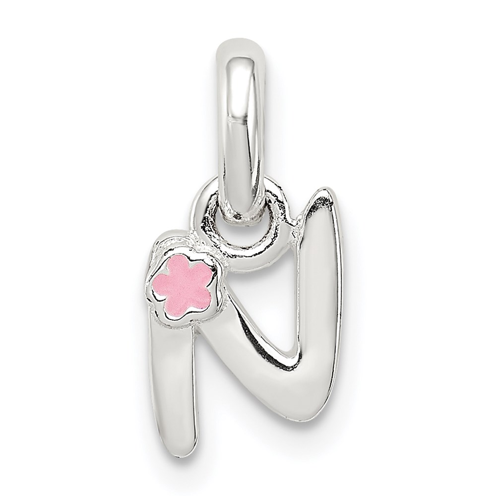 QC7935N.jpg Sterling Silver Letter N with Enamel Pendant - Image 1
