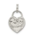 Sterling Silver Polished MOM Heart Charm - Image 4