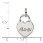 Sterling Silver Polished MOM Heart Charm - Image 3