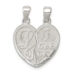 Sterling Silver Polished Mini I Love You Break Apart Heart Pendant