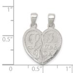 Sterling Silver Polished Mini I Love You Break Apart Heart Pendant - Image 3