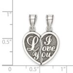 Sterling Silver Antiqued Mini I Love You Break Apart Heart Pendant - Image 4