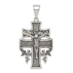 Sterling Silver Antiqued Large Caravaca INRI Crucifix Cross Pendant