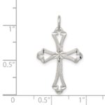 Sterling Silver Textured Diamond-cut Laser-Cut Cross Pendant - Image 3